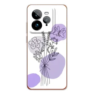 Силконовий чохол з принтом в квітах на Realme GT 7Pro (Букет фіолетова абстракція)