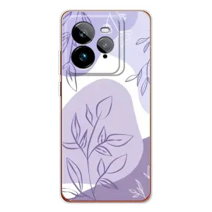 Силконовий чохол з принтом в квітах на Realme GT 7Pro (Фіолетове листя абстракція)