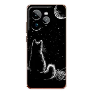 Чехол с принтом для Realme GT 7Pro (AlphaPrint) Модные коты (Котик и луна)