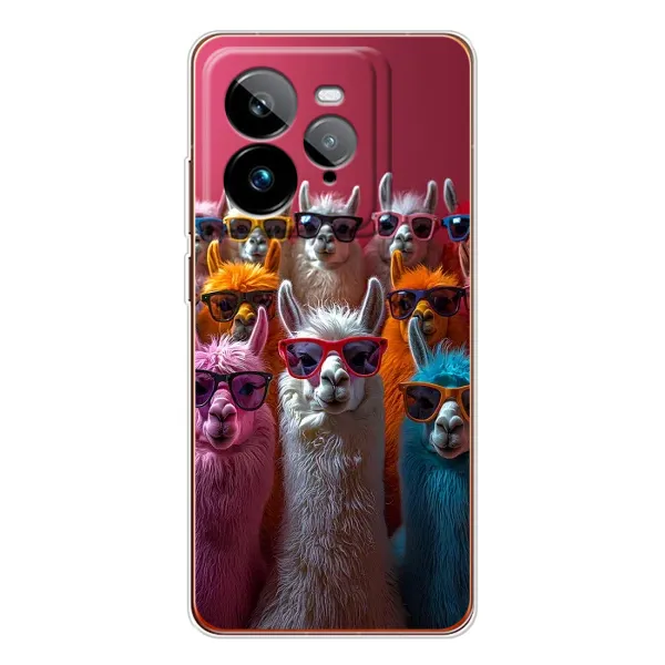 Чохол з принтом «Лами в окулярах» для Realme GT 7Pro