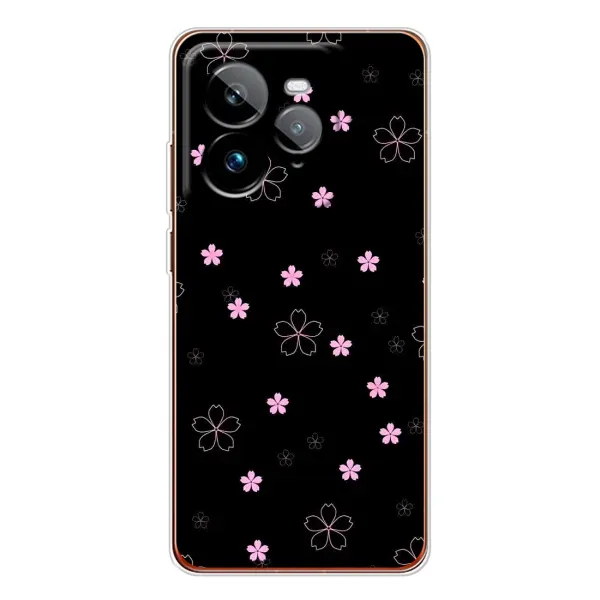 Чехол с принтом «Розовые цветы на черном» для Realme GT 7Pro Чехол с принтом «Розовые цветы на черном» для Realme GT 7Pro