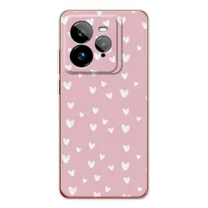 Чехол с розовым рисунком для Realme GT 7Pro (Сердечки на розовом)