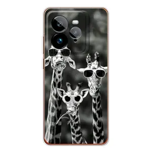 Силиконовый чехол с КАРТИНКАМИ лето для Realme GT 7Pro (AlphaPrint) (Жирафы в очках)