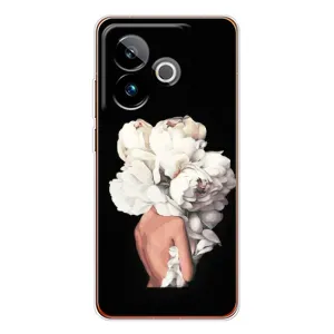Чехлы (ART) Цветы на Realme GT 7T (VPrint) (Белые цветы)