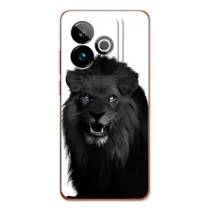 Чехлы с картинками животных Realme GT 7T (Черный ЛЕВ)