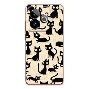 Чехол с рисунком кот на Realme GT 7T (Черные коты)