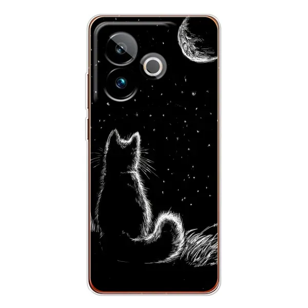 Чохол з принтом «Котик і місяць» для Realme GT 7T