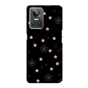Чохол з розовим принтом для Realme GT Neo 3 (Рожеві квіти на чорному)