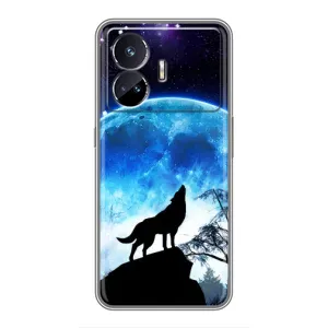 Защитные чехлы для Реалми ДжТ Нео 5 (AlphaPrint) (ХИТ продаж) ВОЛК (Волк на луну)