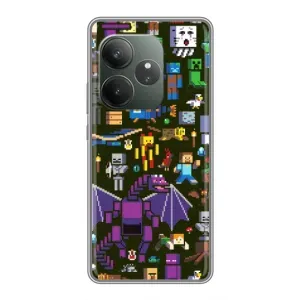 Чехол Майнкрафт на Realme GT Neo 6 SE (AlphaPrint) Minecraft (Коллаж Майнкрафт)