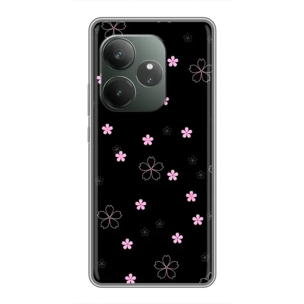 Чехол с принтом «Розовые цветы на черном» для Realme GT Neo 6 SE