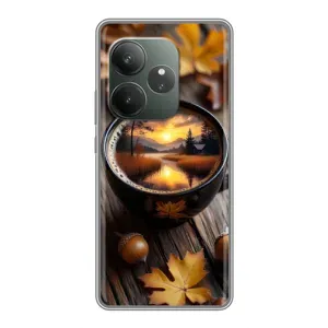 Чехол с уникальным дизайном «Осень с кофе» для Realme GT Neo 6 SE (Темный кофе)