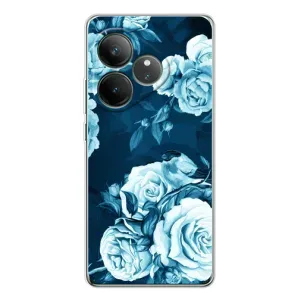 Чехлы (ART) Цветы на Realme GT Neo 6 (VPrint) (Голубые Бутоны)