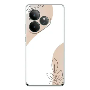 Силиконовый чехол с принтом в цветах на Realme GT Neo 6 (Нюдовая веточка абстракция)
