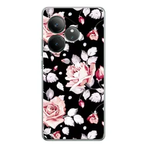 Чехлы с Цветами для Realme GT Neo 7 (VPrint) (Цветочки на черном)