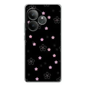 Чохол з розовим принтом для Realme GT Neo 7 (Рожеві квіти на чорному)