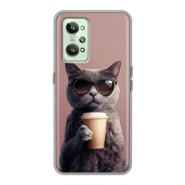 Чехол с принтом «Кот с кофе» для Realme GT2