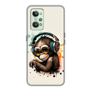 Чохол з Мавпами Realme GT2 - (AlphaPrint) (Макака в навушниках)