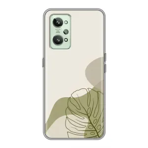 Силиконовый чехол с принтом в цветах на Realme GT2 (Зеленая монстера дизайн)
