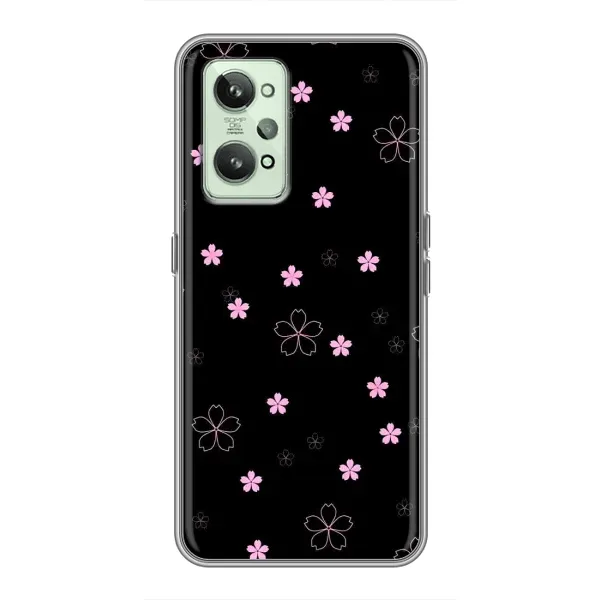 Чохол з принтом «Рожеві квіти на чорному» для Realme GT2