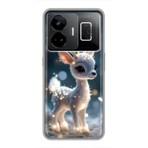 Яркий чехол для Realme GT3 с Зимними Оленятами (Блестящий олененок)