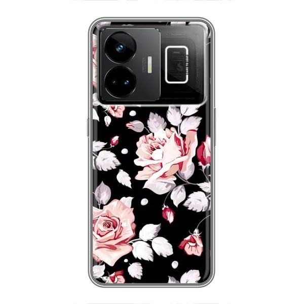 Чехол с принтом «Цветочки на черном» для Realme GT3