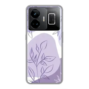 Силиконовый чехол с принтом в цветах на Realme GT3 (Фиолетовые листья абстракция)