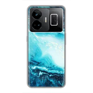 Мраморный чехол на Realme GT3 (VPrint) (Голубой мрамор)