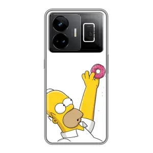 Чехол с Симпсонами для Realme GT3 (VPrint) (Гомер с пончиком)