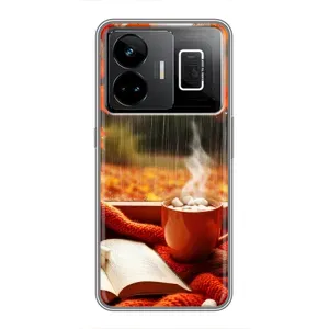 Чехол с уникальным дизайном «Осень с кофе» для Realme GT3 (Кофе и дождь)