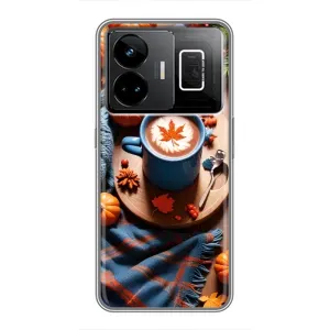 Чехол с уникальным дизайном «Осень с кофе» для Realme GT3 (Кофе и тыковки)