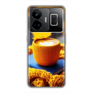 Чехол с уникальным дизайном «Осень с кофе» для Realme GT3 (Кофе на желтом пледе)
