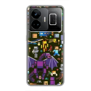 Чехол Майнкрафт на Realme GT3 (AlphaPrint) Minecraft (Коллаж Майнкрафт)