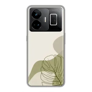 Силиконовый чехол с принтом в цветах на Realme GT3 (Зеленая монстера дизайн)