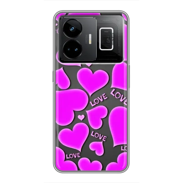 Чохол з принтом «Pink hearts» для Realme GT3