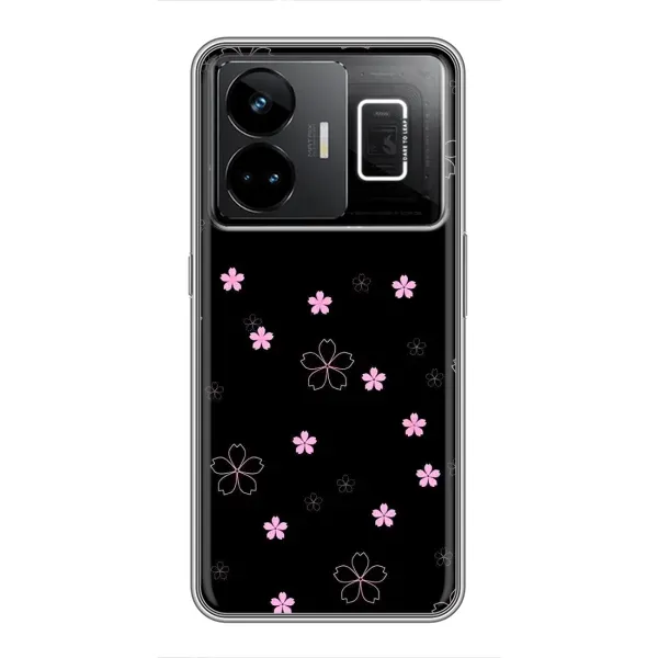 Чехол с принтом «Розовые цветы на черном» для Realme GT3