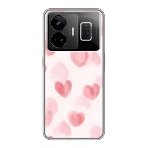Чехол с розовым рисунком для Realme GT3 (Розовые сердечки)