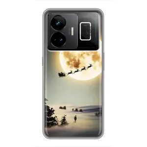 Новорічні, Святкові Чохли для Realme GT3 - 2024 год (Санта на місяці)