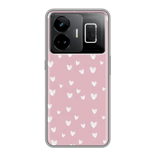 Чехол с принтом «Сердечки на розовом» для Realme GT3