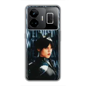 Чехлы Венсдей на Realme GT3 Уэнсдей (AlphaPrint) (Уэнздей кошка)