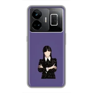 Чехлы Венсдей на Realme GT3 Уэнсдей (AlphaPrint) (Уэнздей в черном)