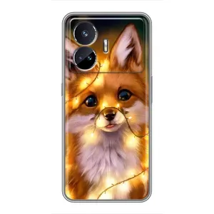 Чехлы с картинкой Лисички для Realme GT5 (VPrint) (Лисичка в гирляндах)