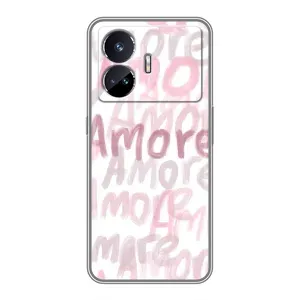 Чехол с розовым рисунком для Realme GT5 (Аморе любовь)