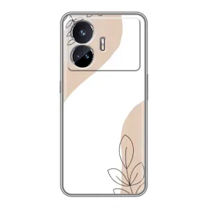 Силиконовый чехол с принтом в цветах на Realme GT5 (Нюдовая веточка абстракция)