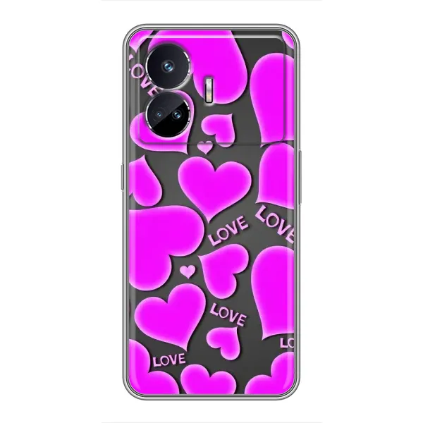 Чохол з принтом «Pink hearts» для Realme GT5