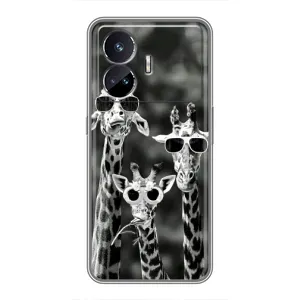 Силиконовый чехол с КАРТИНКАМИ лето для Realme GT5 (AlphaPrint) (Жирафы в очках)