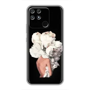 Чехлы (ART) Цветы на Realme NARZO 30A (VPrint) (Белые цветы)