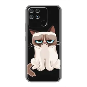 Чехол с принтом для Realme NARZO 30A (AlphaPrint) Модные коты (Грустный кот)