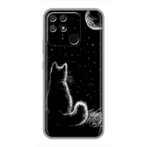 Чехол с принтом для Realme NARZO 30A (AlphaPrint) Модные коты (Котик и луна)