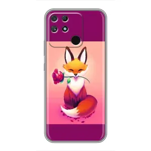 Чехлы с картинкой Лисички для Realme NARZO 30A (VPrint) (Лисичка с розочкой)